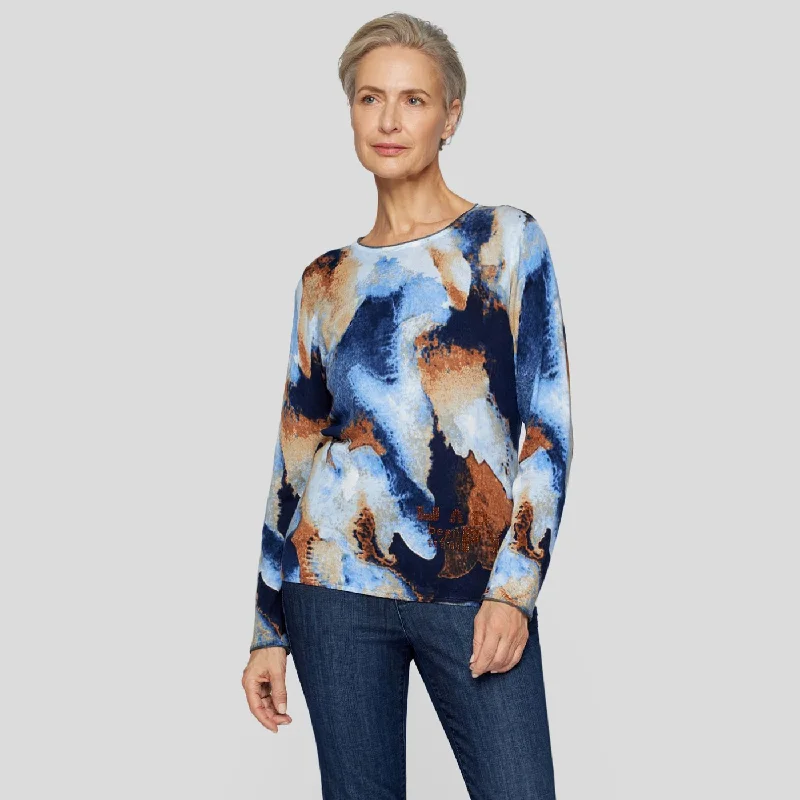 Rabe Abstract Print Sweater With "Beautiful" Rhinestone Detail Thin Thick Dense