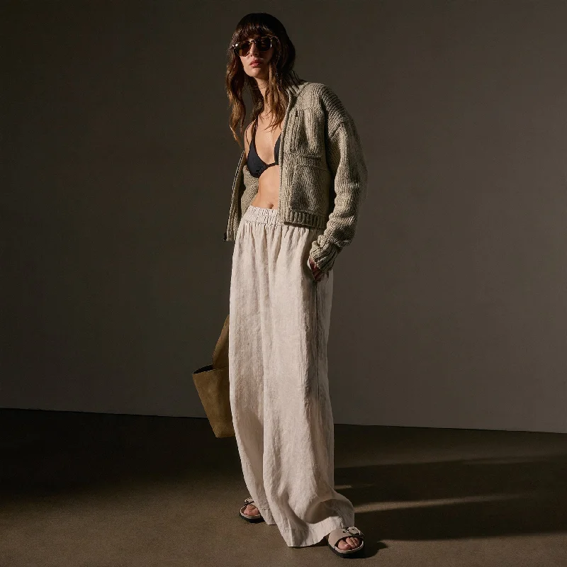 Lightweight Linen Wide Leg Pant - Salt Pigment Chic Slim Fit Pants