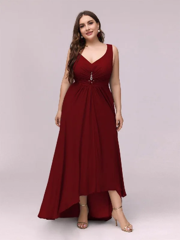 Custom Size V-Neck High-Low Chiffon Evening Party Dress Tunics Hiking breathable