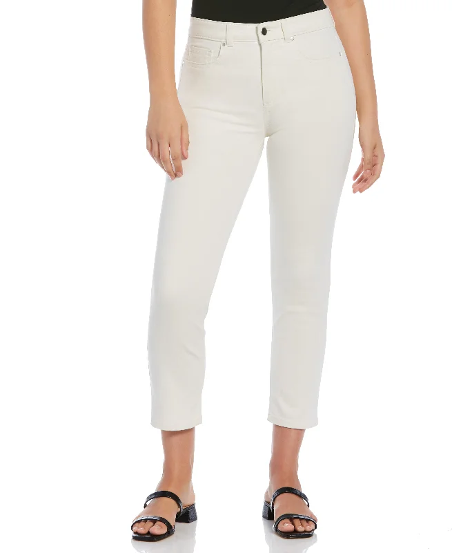 High Rise Straight Cropped Denim Pant Slim-Fit Leggings