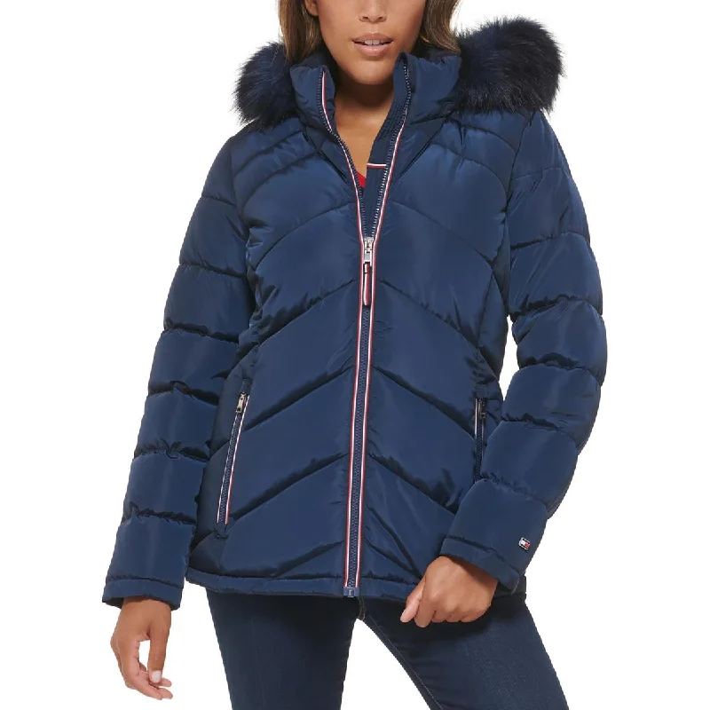Tommy Hilfiger Womens Insulated Detachable Hood Puffer Jacket Cotton Jacket Linen Jacket Terry Jacket