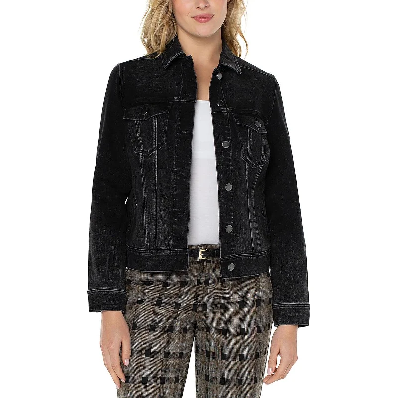 Liverpool Los Angeles Womens Faded Outerwear Denim Jacket Notch Collar Jacket Peter Pan Collar Jacket Cowl Neck Jacket Liverpool Los Angeles Womens Faded Outerwear Denim Jacket Notch Collar Jacket Peter Pan Collar Jacket Cowl Neck Jacket