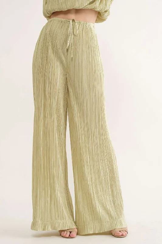 LIME PLEATED WIDE LEG PANTS P9416-1 Comfortable Maternity Pants