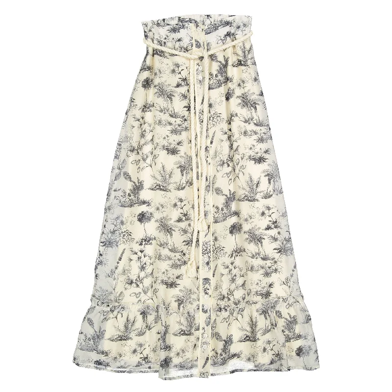 ROWE Cream Toile Button Down Skirt cotton skirt soft