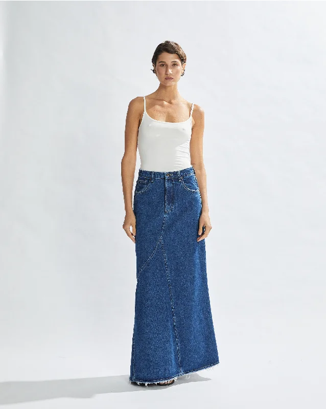 Harley Denim Maxi Skirt Vintage Blue wool skirt thick