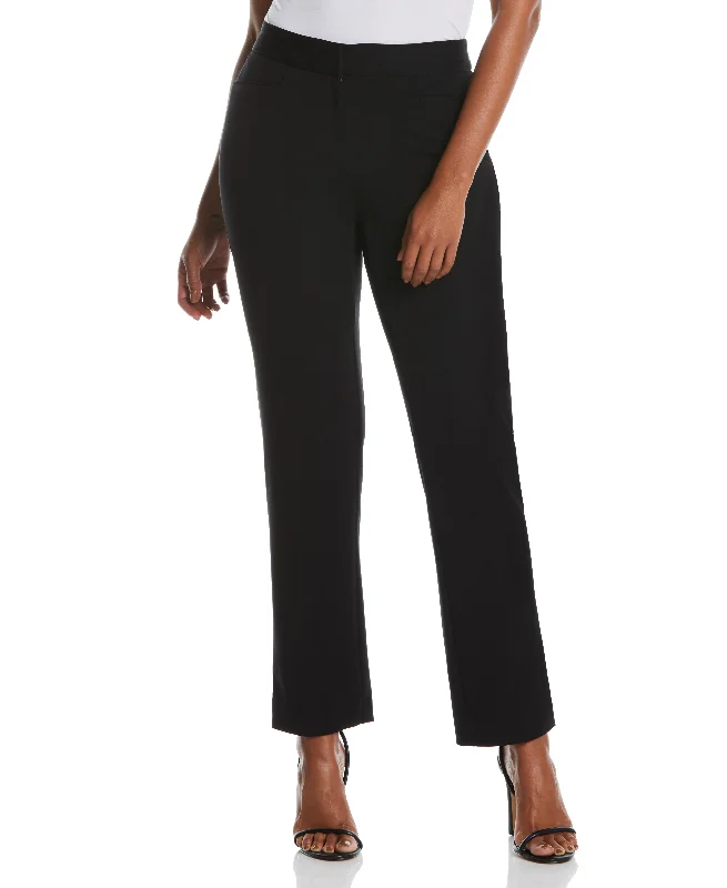 Gabardine Straight Leg Pant - Curvy Fit Comfy Athletic Pants