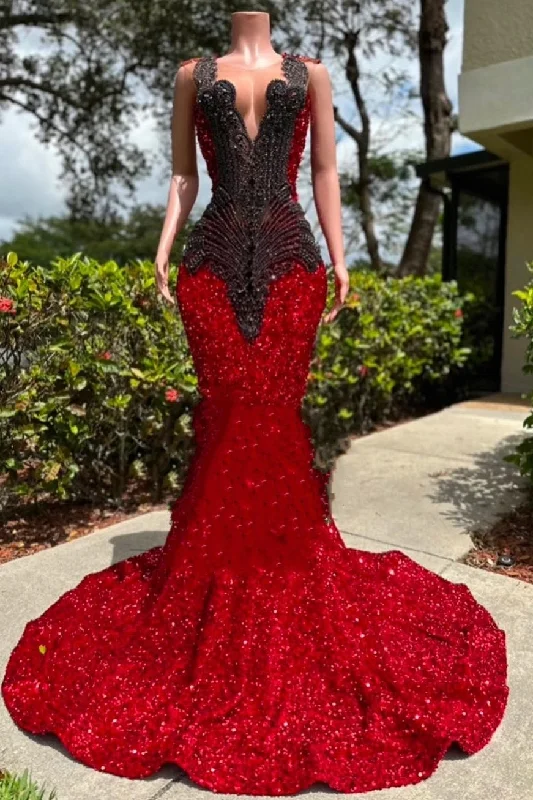 V-neck Burgundy Sequin Prom Party Dresses with Dark Sequins Tunics Wedding white