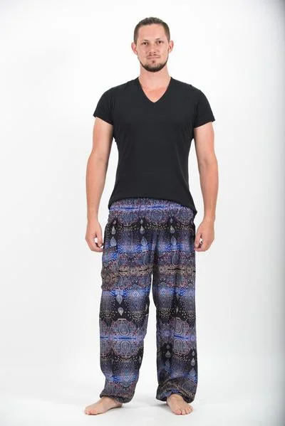 Unisex Paisley Harem Pants in Blue Comfortable Cargo Pants