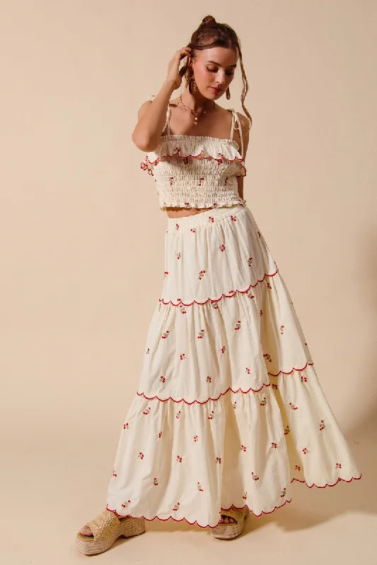 Floral Embroidered Skirt Set velvet skirt sumptuous