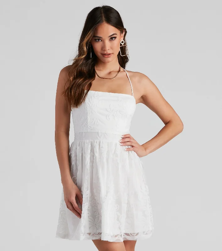 Willa Flocked Velvet Party Dress Tunics Denim casual