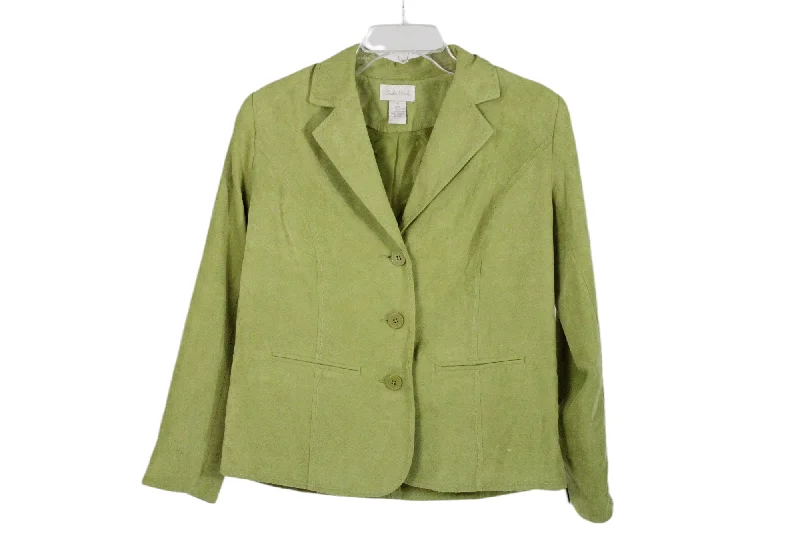 Studio Works Sage Green Suede Blazer Jacket | 8 Embroidered Jacket Appliqued Jacket Beaded Jacket