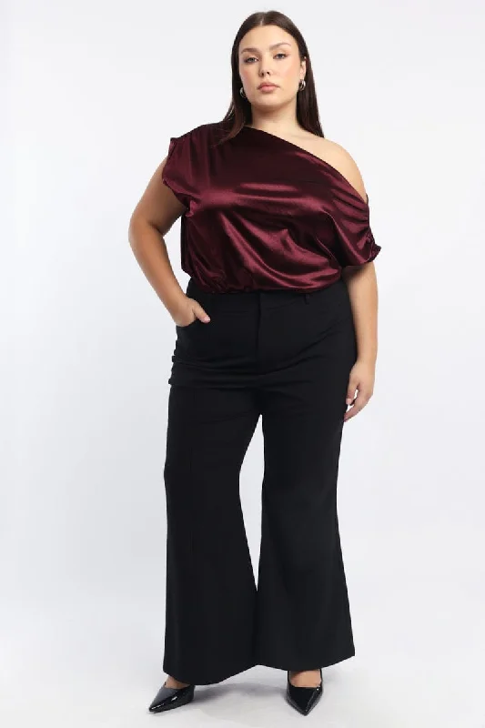 Black Slight Flared Tailored Work Pants Formal Wide-Leg Pants