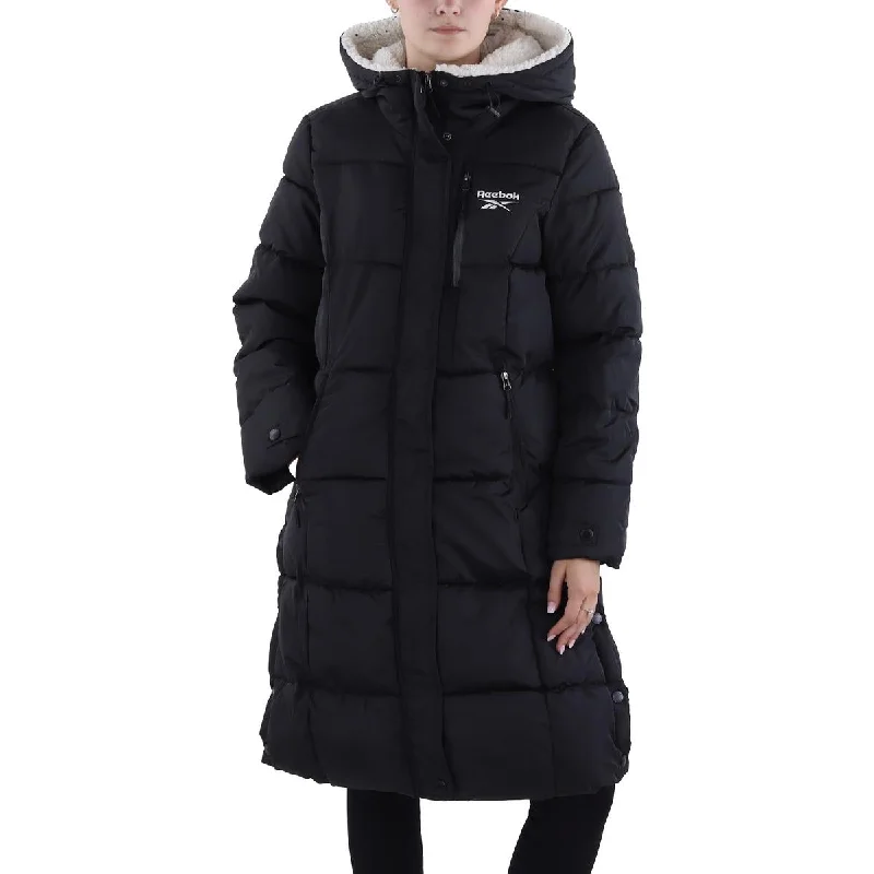 Reebok Womens Insulated Faux Fur Lined Puffer Jacket Tailored Jacket Straight Jacket A-Line Jacket