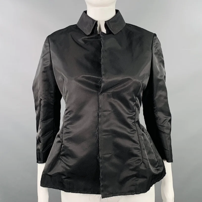 COMME des GARCONS Size M Black Nylon Asymmetrical Jacket Blazer Jacket Blazer Coat