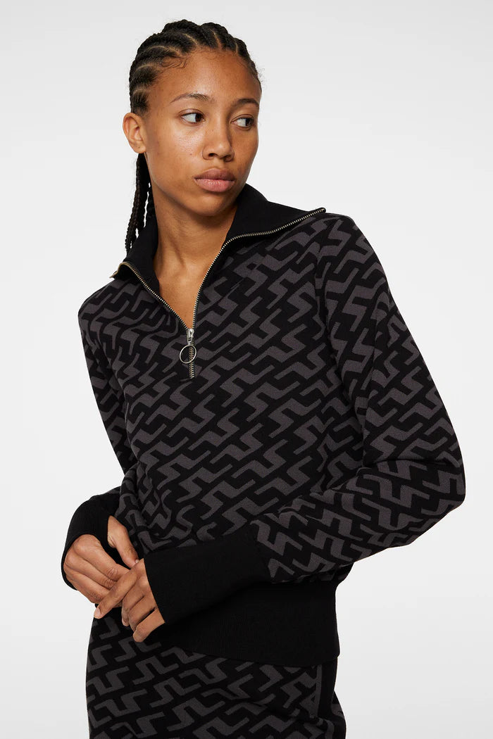J.LINDEBERG Women Kerla Zip Sweater Jersey Fabric Tulle Fabric Batik Fabric