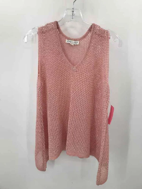 Pre-Owned She + Sky Pink Size Small Sweater Solid Print Embellished