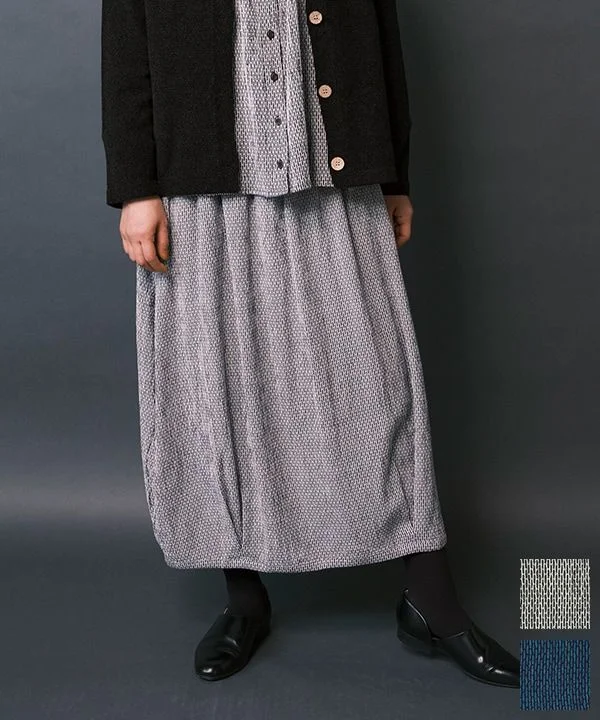 shima-shima dobby cotton cocoon skirt 24W403 maxi skirt elegant