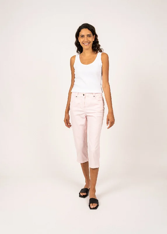 Elodie three quarters pants - in cotton, comfort fit (ROSE) Cozy Fitted Pants