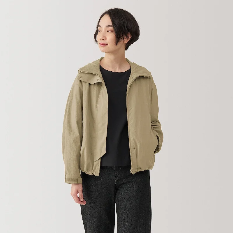 Packable Water Repellent Hooded Jacket Welt Pockets Slit Pockets Flap Pockets