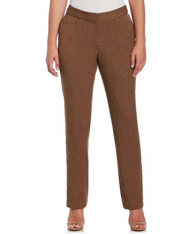 Gabardine Straight Leg Pant - Curvy Fit Trendy High-Waist Trousers