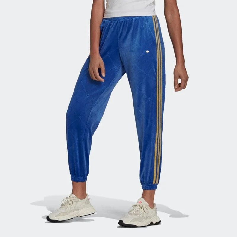 TRACK PANTS IN VELVET WITH EMBOSSED ADIDAS ORIGINALS MONOGRAM AND GOLD STRIPES High-Waist Trousers