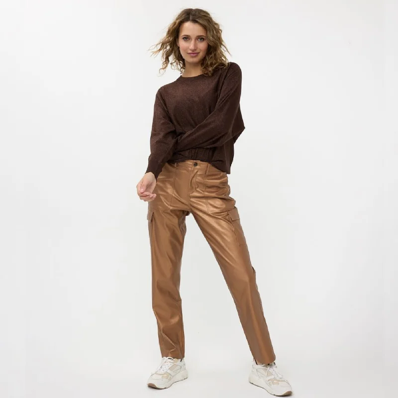Esqualo Sweater Batwing Lurex | Chocolate Embroidered Appliqued Beaded