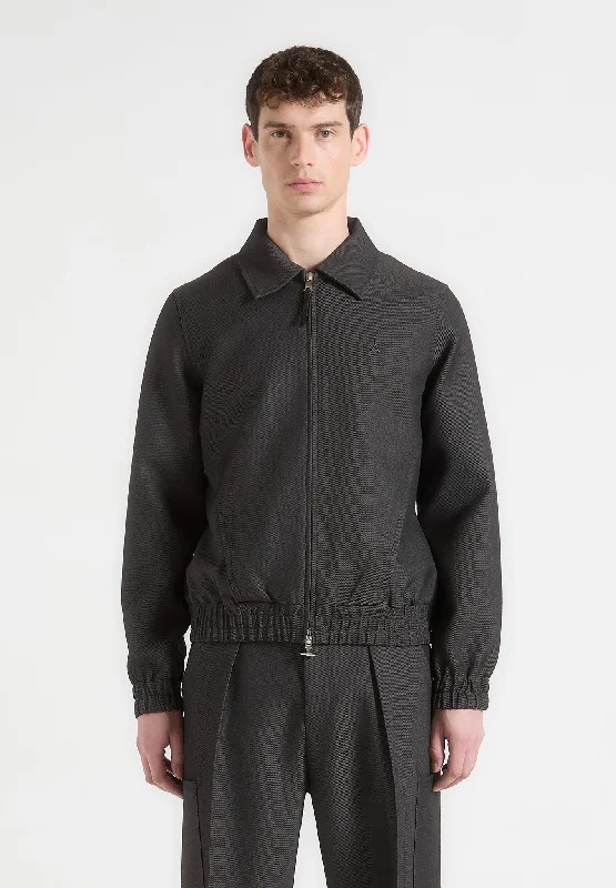 Harrington Jacket - Grey Appliqued Jacket Beaded Jacket Sequined Jacket