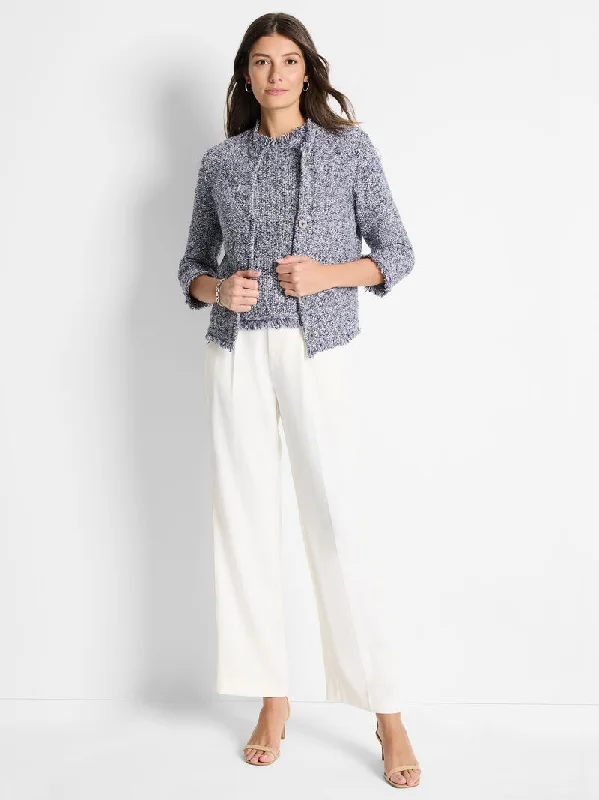 NIC+ZOE Mixed Knit Sweater Jacket Velvet Chenille Corduroy