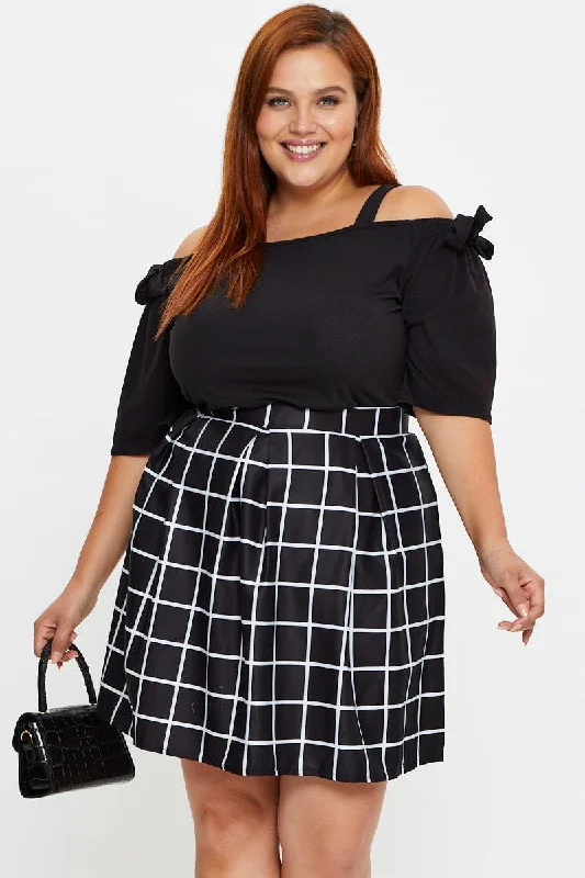 Check Mini Tennis Skirt Pleated wrap skirt elegant