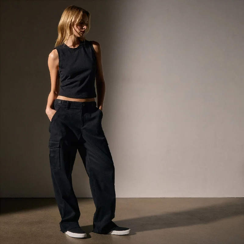 Cashmere Touch  Cargo Pant - Black Soft Stretch Trousers