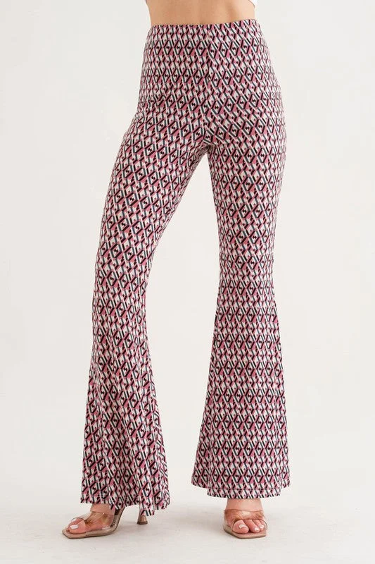 PINK GEOMETRIC PRINT WIDE-LEG PANTS BT6605NPA Elegant Dress Pants