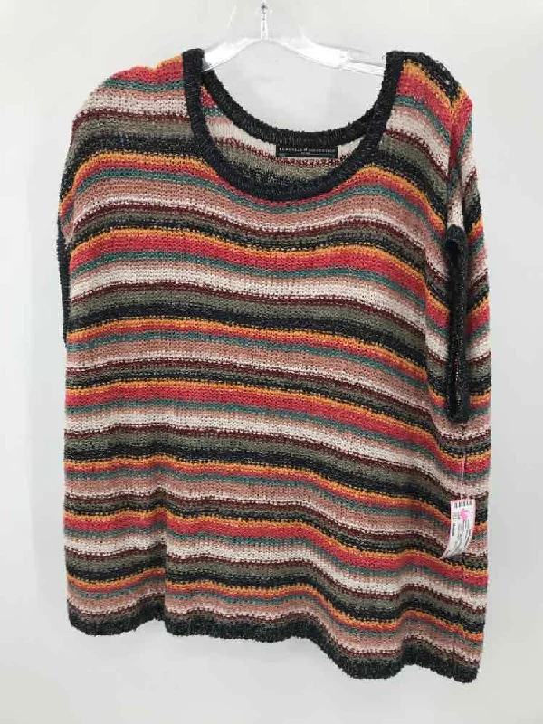 Pre-Owned Peruvian Connection Orange Size Medium Sweater Collared Crew Neck Turtle Neck