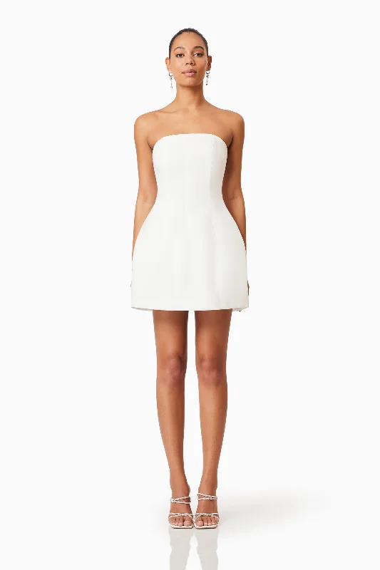 Geranium Strapless Party Dress In White Glittery Long Formal
