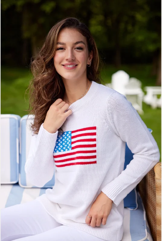 Sail to Sable White Classic Flag Sweater Anti-Pilling Anti-Shrink Durable