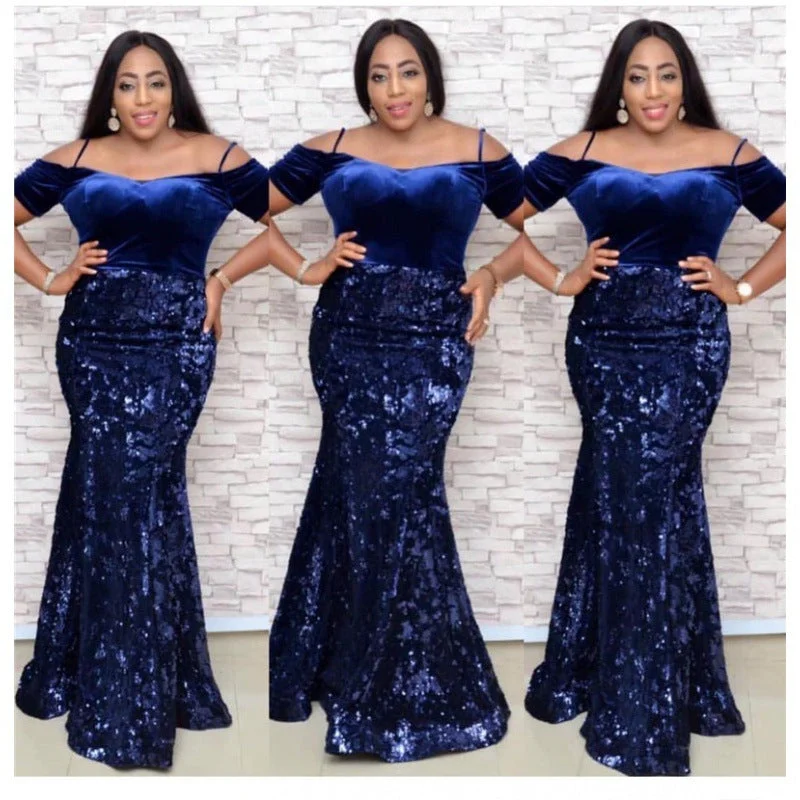 African Fashion Party Dress Sequined Sexy Evening Dresses Tunics Prom sequined