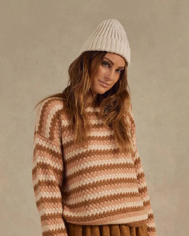 Rylee + Cru Women Aspen Sweater - Multi-Stripe Spandex Blend Rayon Blend Denim Blend