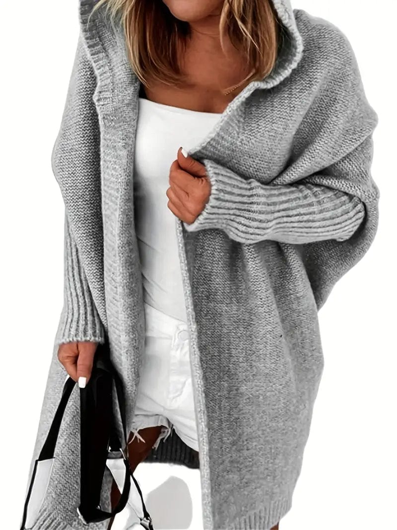 Casual Hooded Knit Sweater Silk Blend Satin Velvet