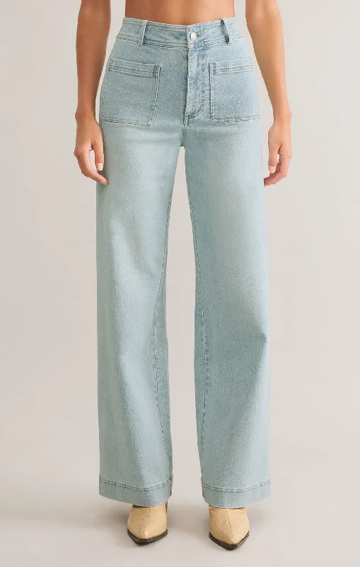 Bradley Denim Pant Faded Indigo Casual Wide Pants