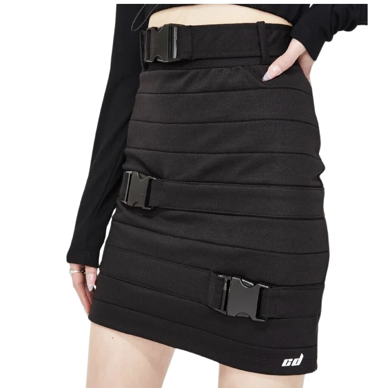 CRIMINAL DAMAGE - Buckle Detail Skirt linen skirt natural