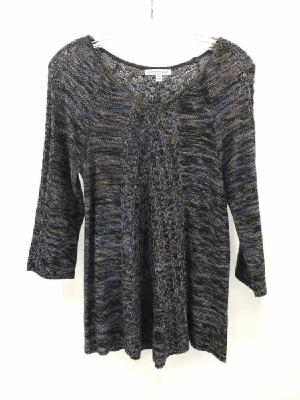 Pre-Owned Notations Blue Size Medium Sweater Mesh Blend Leather Blend Suede Blend
