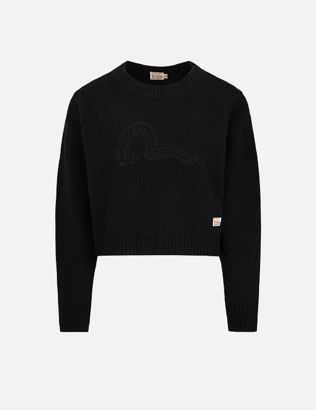 Texture Seagull Knitted Sweater Beaded Sweater Sequined Faux Fur