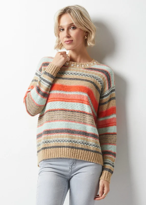 Multi Textured Stripe Sweater Modern Contemporary Chic