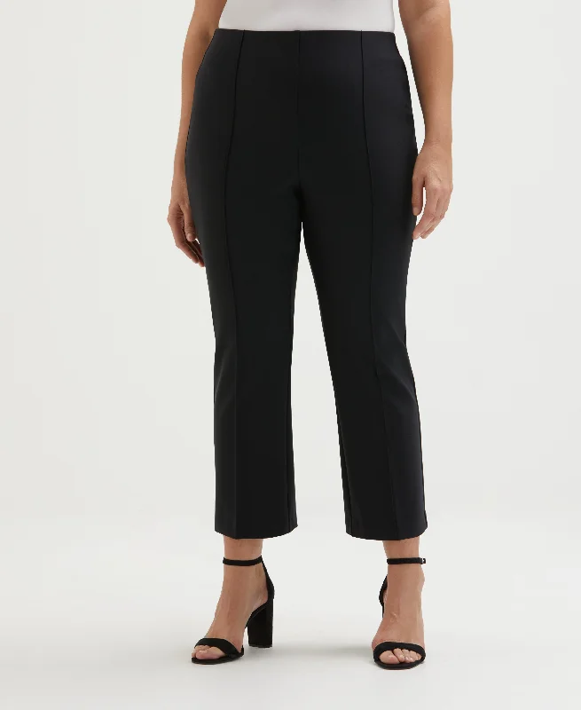 Plus Size Pintuck Pull-On Crop Pant Trendy Printed Pants