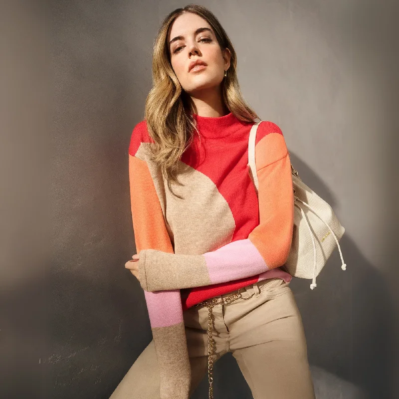 Betty Barclay Colour Block Knitted Sweater Terry Terry Cloth Terry Knit