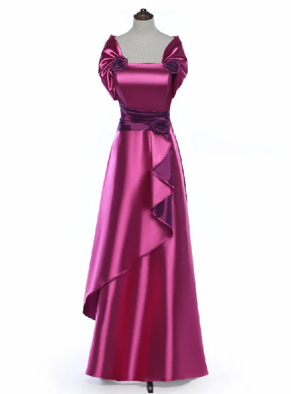 Elegant Rose Satin Flower Mother Of The Bride Dress With Jacket Front Pockets Side Pockets Patch Pockets Elegant Rose Satin Flower Mother Of The Bride Dress With Jacket Front Pockets Side Pockets Patch Pockets