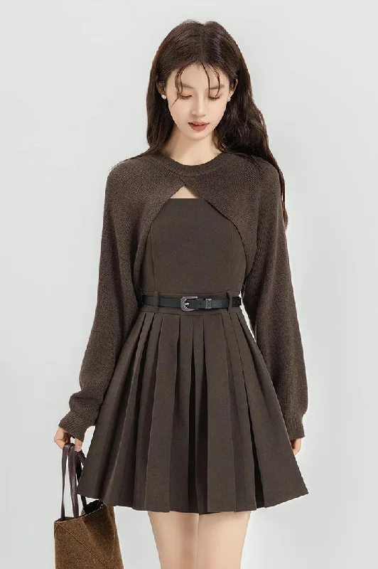 Two-Piece Mini Cami Dress & Sweater Set (2 Colors) Casual Formal Business