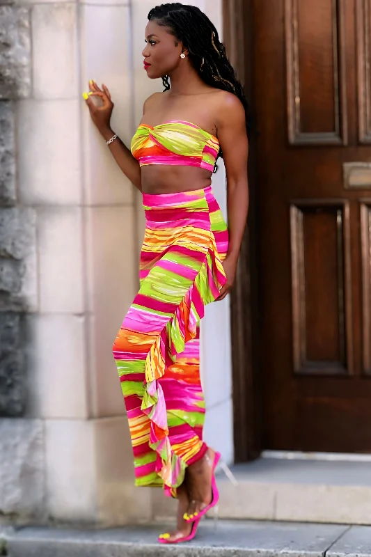 Havana Fringe Maxi Skirt Set lace skirt intricate