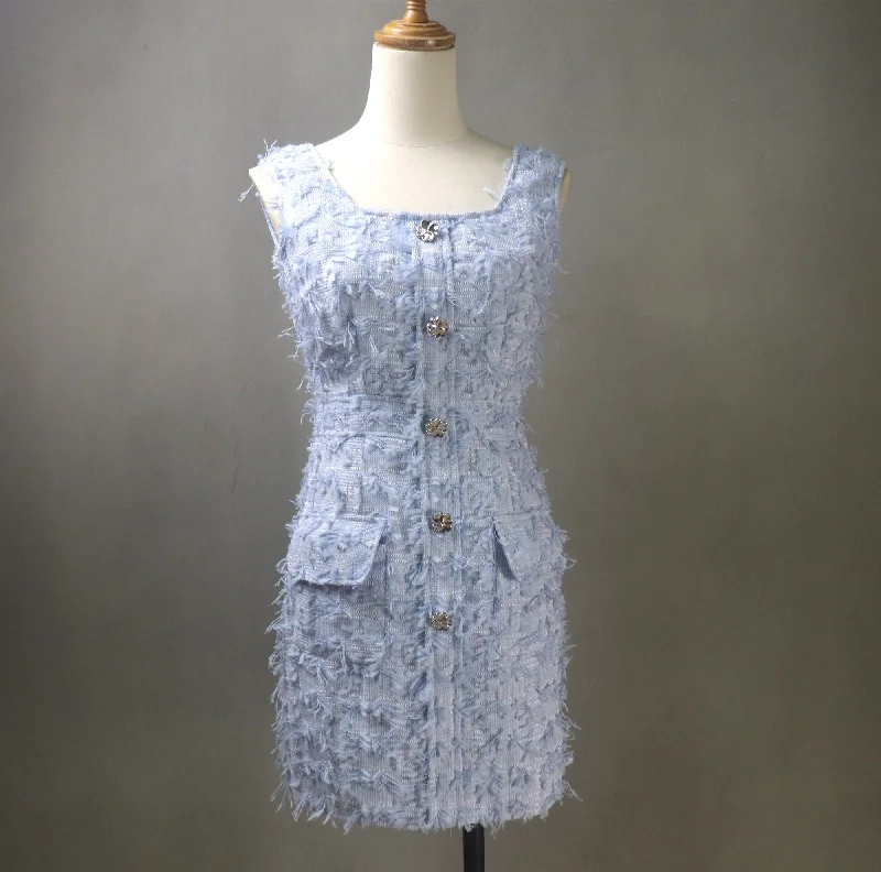 Custom Blue/Pink Textured Tweed Dress & Matching Jacket Plaid Jacket Tartan Jacket Houndstooth Jacket