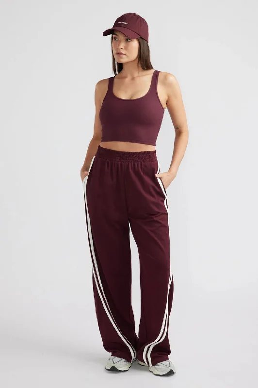 Ena Pelly Valentina Stripe Pant - Cherry Cola Comfortable Cargo Pants
