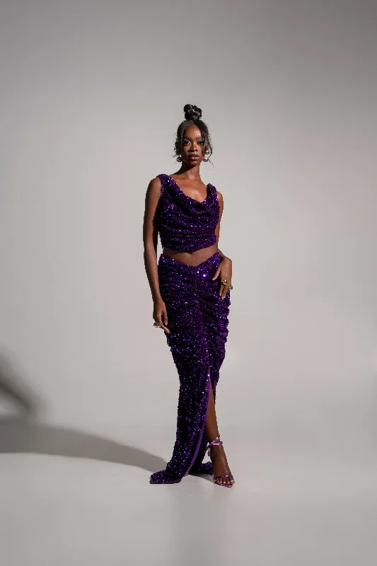 JESS Sequin Ruched Skirt in AMETHYST vintage skirt charm